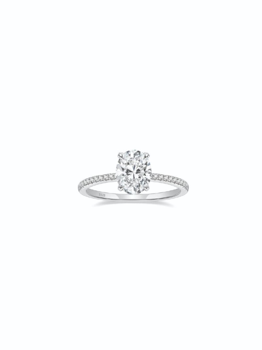 EAMTI 3.5CT 925 Sterling Silver Engagement Rings Oval Cut CZ size 6
